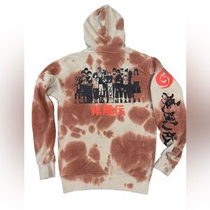 Naruto Shippuden Tie-Dye Hoodie Pullover Sweatshirt Small Brown black tan